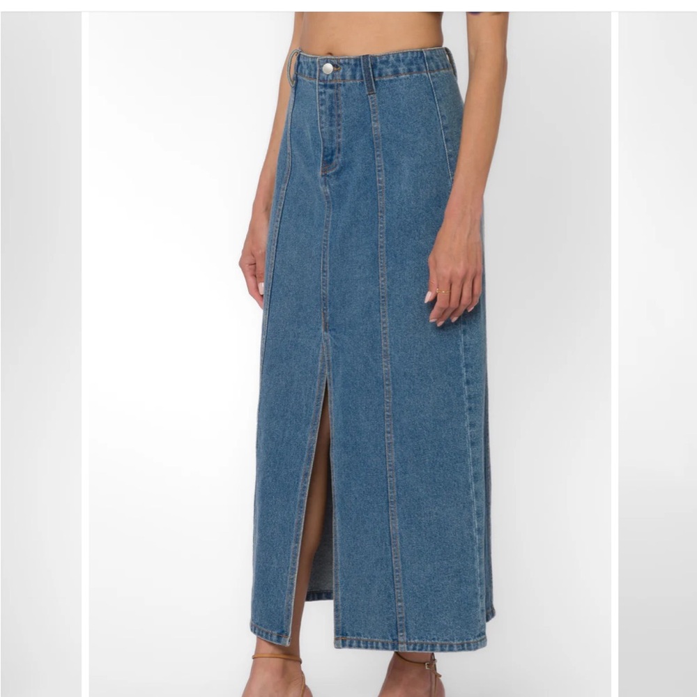 Velvet Heart high waist slit denim skirt